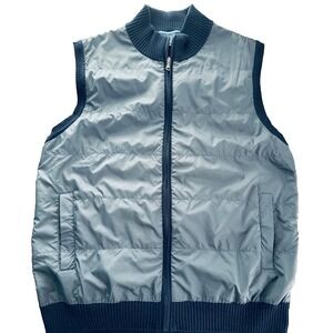 CHARLESTON THREADS Quilted Vest Navy Blue Full Zip Front Men's Large
